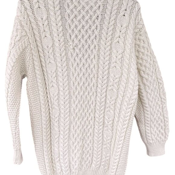 Aran Crafts XL Irish Cable Knit Cardigan Sweater 100% Merino Wool Cream - Picture 9 of 10